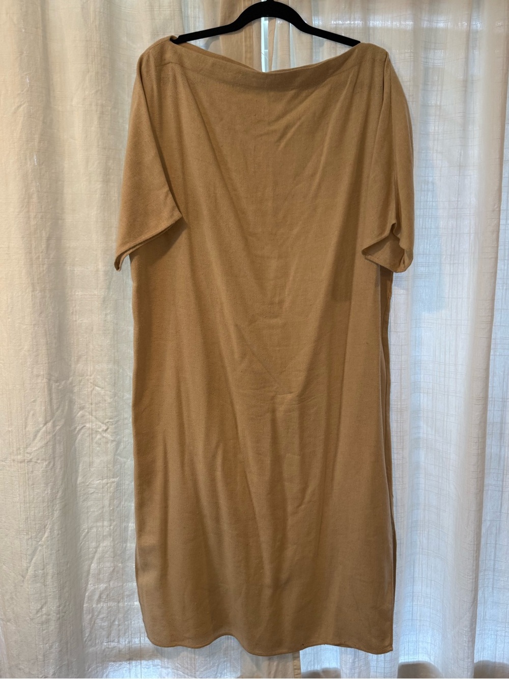 OZMA 100% Silk Beige Draped Midi Dress Size S Made USA